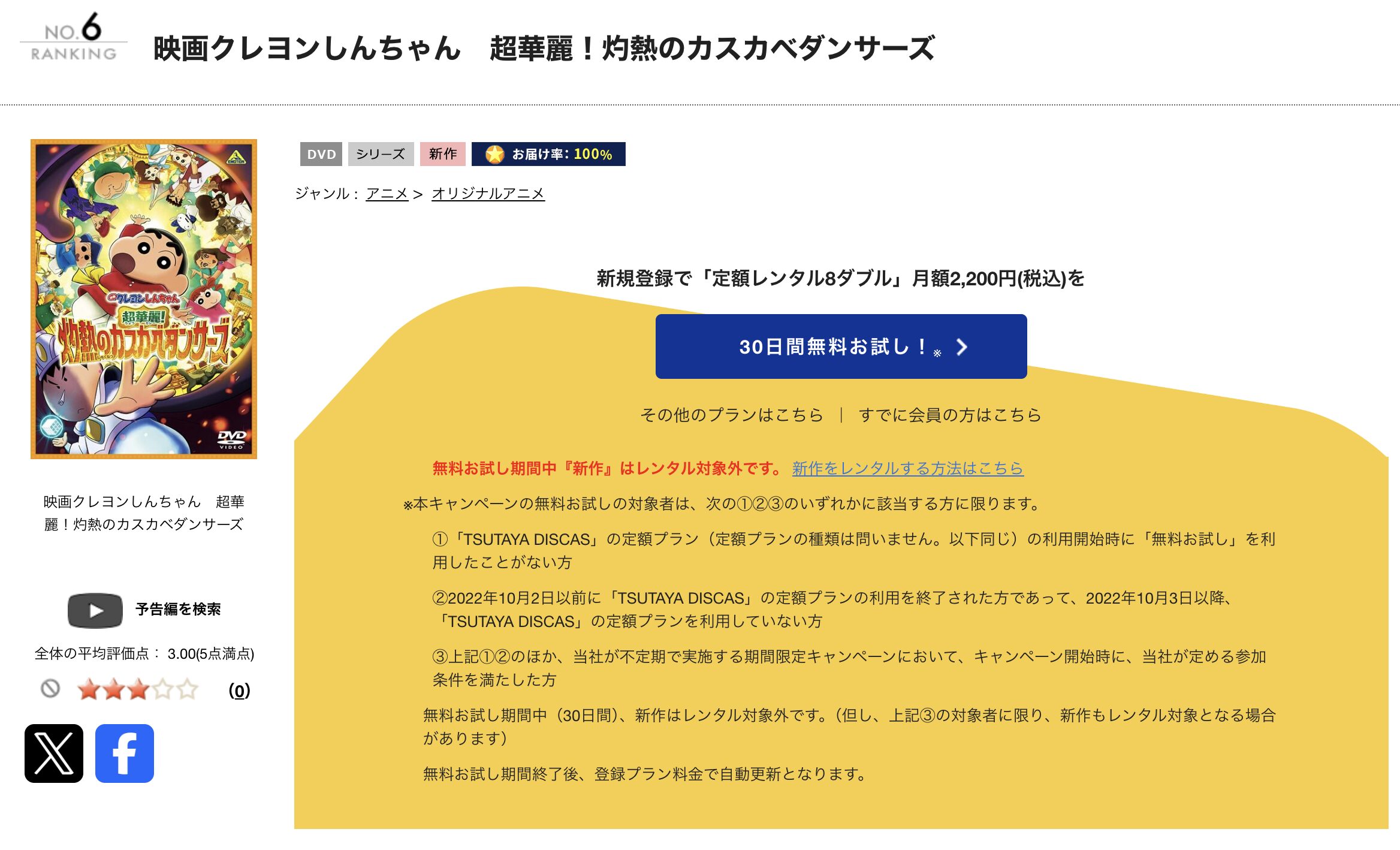 TSUTAYA DISCASのクレヨンしんちゃん 超華麗! 灼熱のカスカベダンサーズ