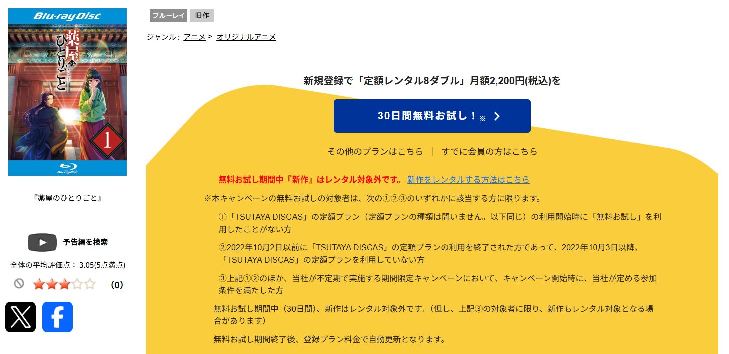 TSUTAYA DISCASの薬屋のひとりごと