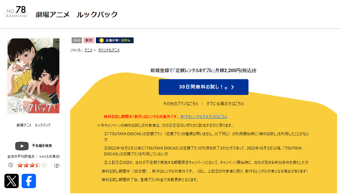 TSUTAYA DISCASのルックバック