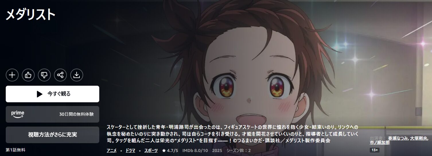 Amazonプライムのメダリスト配信画像