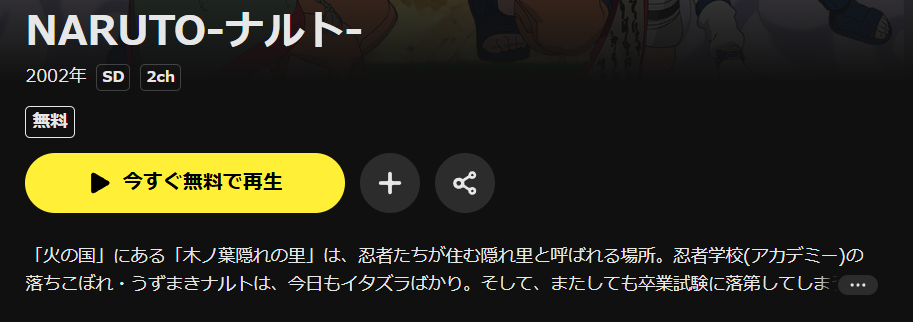 U-NEXTのNARUTO‐ナルト‐配信画像