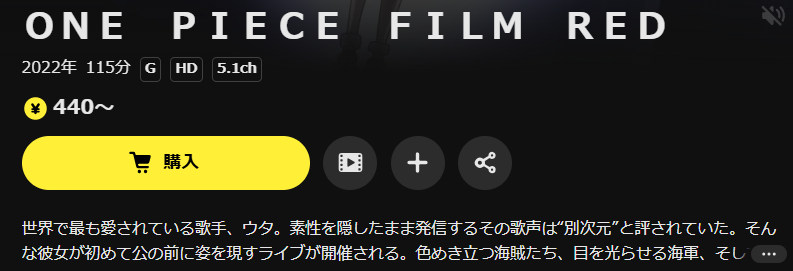 DMM TVのONE PIECE FILM RED（ワンピースフィルム レッド）配信画像