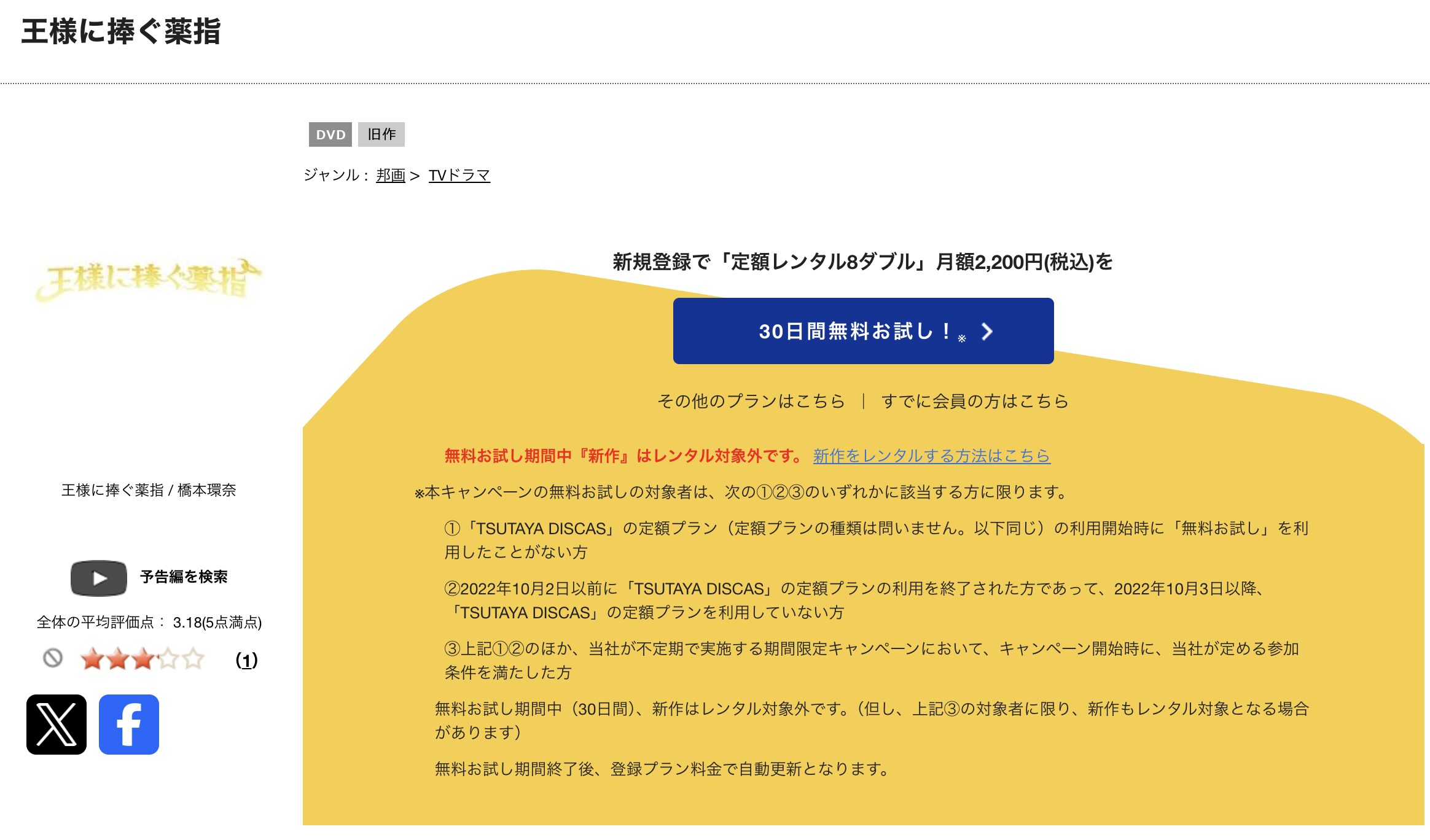 TSUTAYA DISCASの王様に捧ぐ薬指