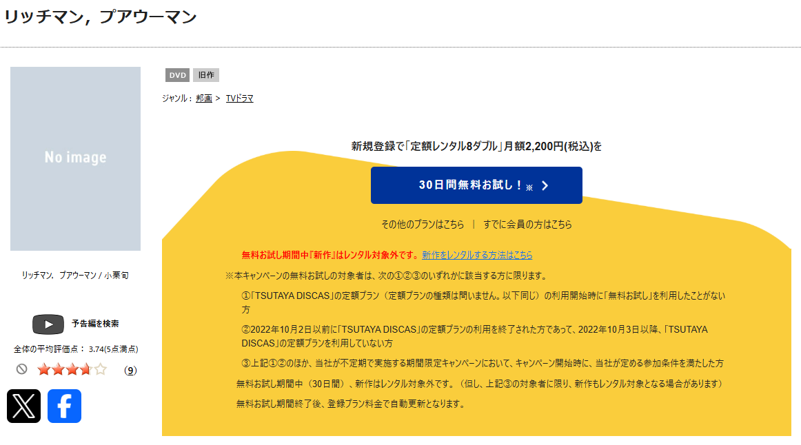 TSUTAYA DISCASのリッチマンプアウーマン