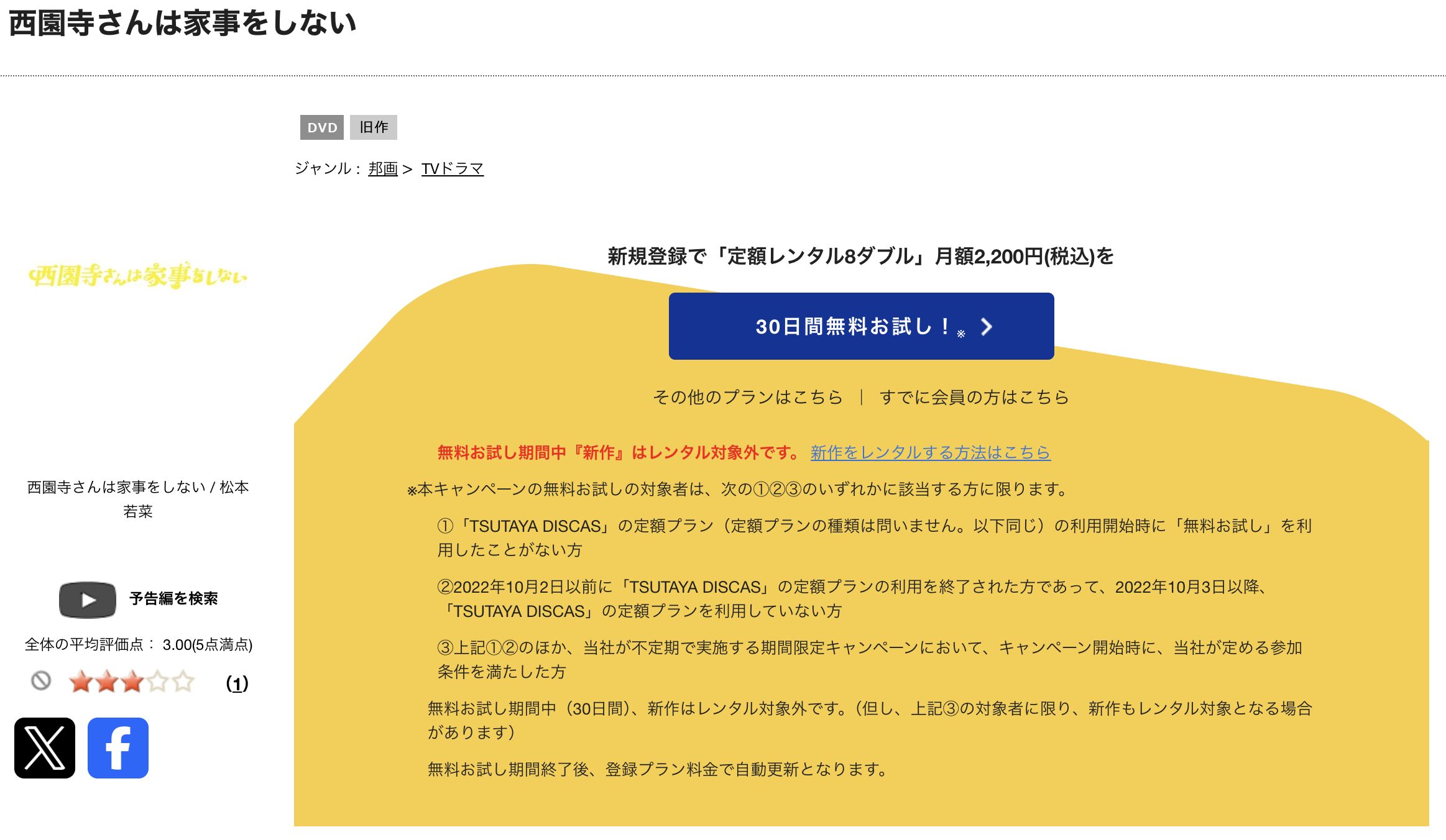 TSUTAYA DISCASの西園寺さんは家事をしない