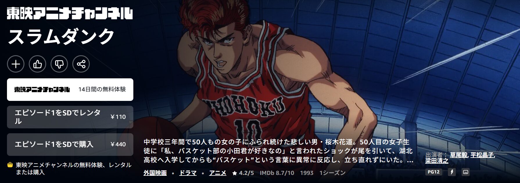 Amazonプライムのスラムダンク配信画像