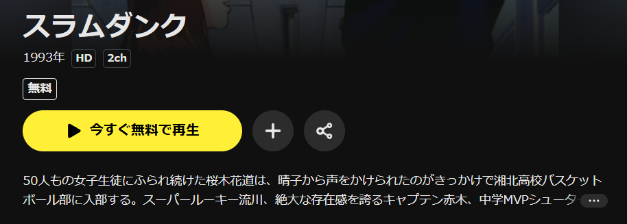 U-NEXTのスラムダンク配信画像