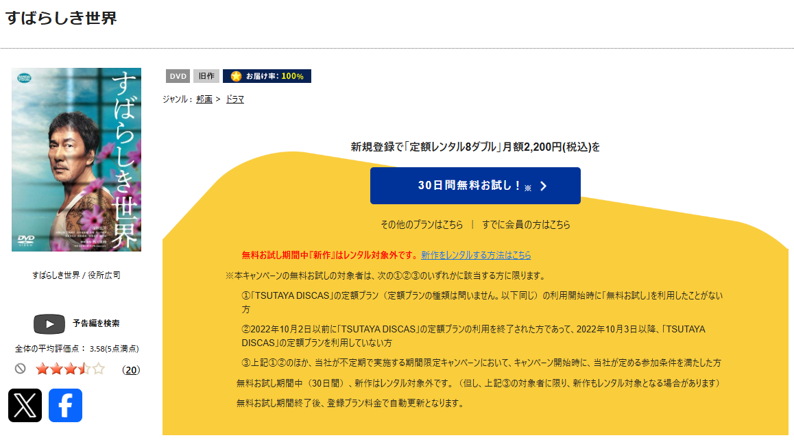 TSUTAYA DISCASのすばらしき世界