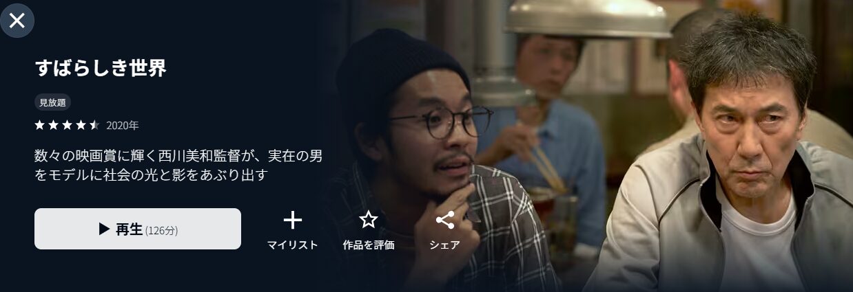 U-NEXTのすばらしき世界配信画像