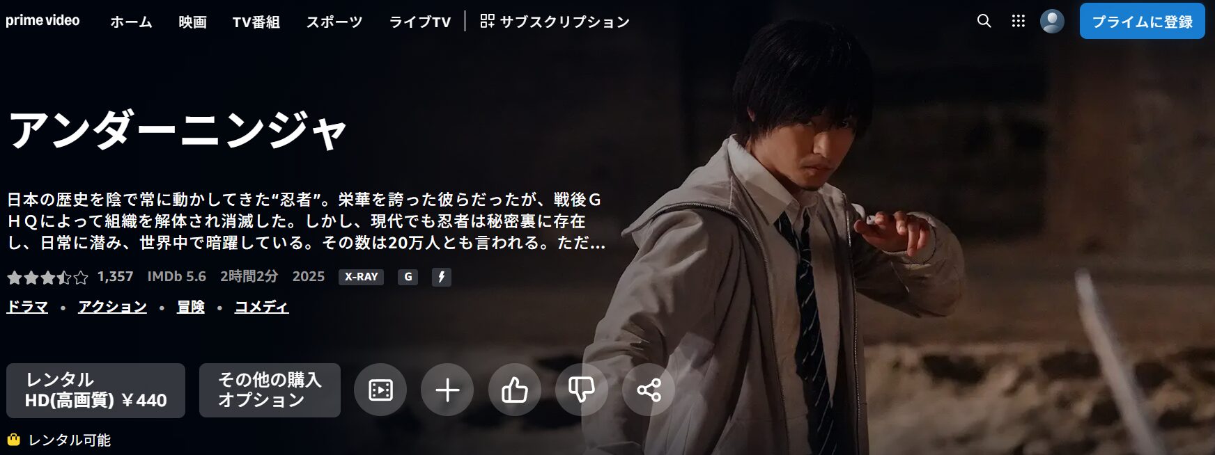 Amazonプライムのアンダーニンジャ（実写）配信画像