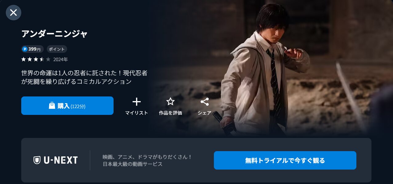U-NEXTのアンダーニンジャ（実写）配信画像
