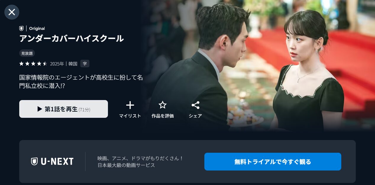U-NEXTのアンダーカバーハイスクール配信画像