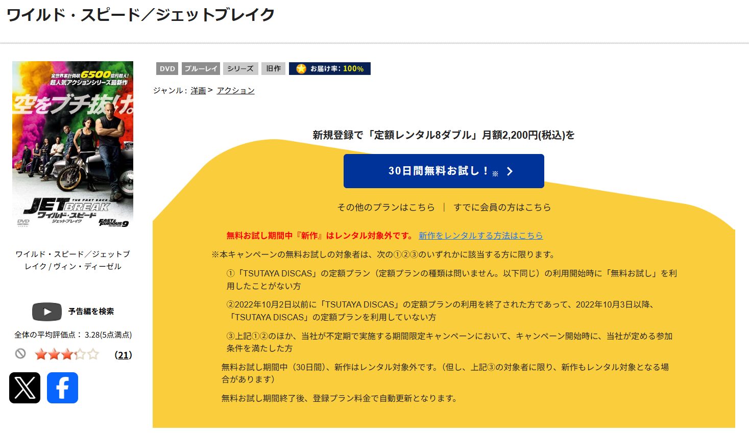TSUTAYA DISCASのワイルド・スピード／ジェットブレイク