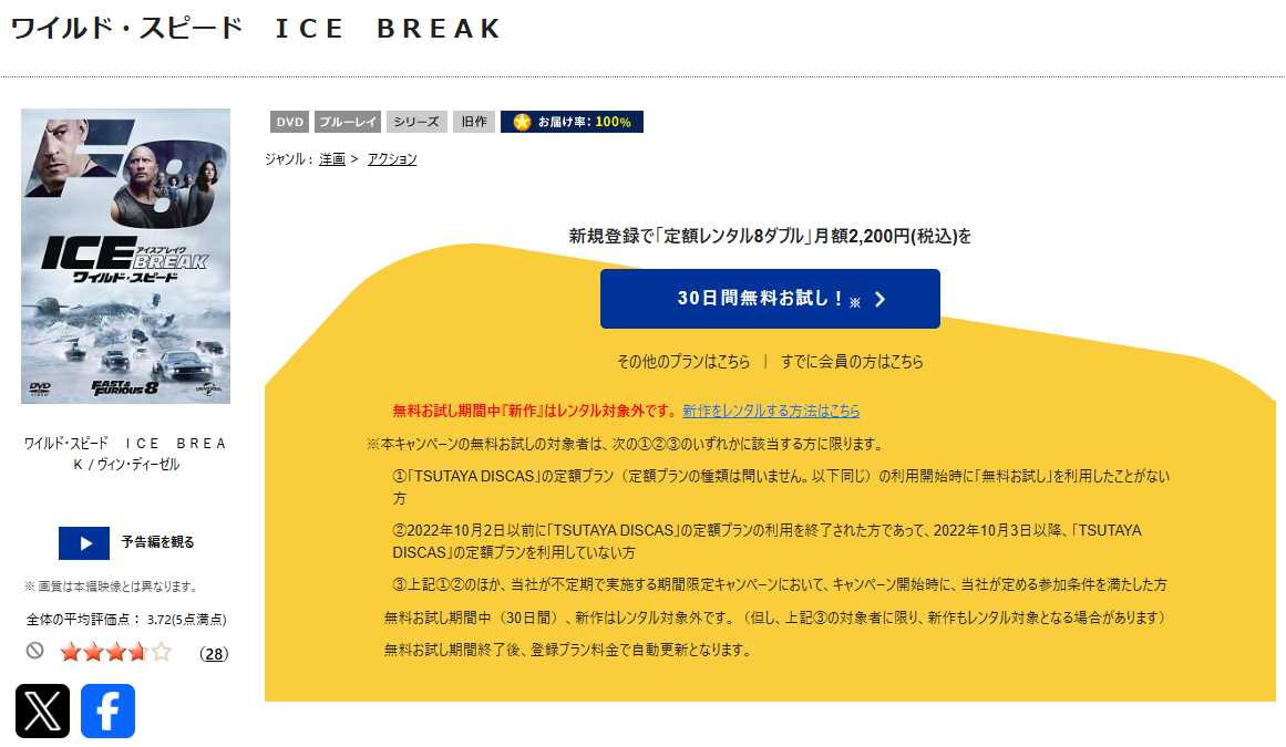 TSUTAYA DISCASのワイルド・スピード ICE BREAK