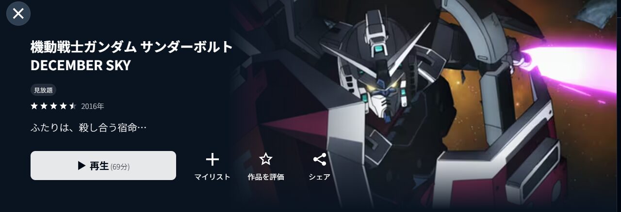 U-NEXTの機動戦士ガンダム サンダーボルト DECEMBER SKY配信画像