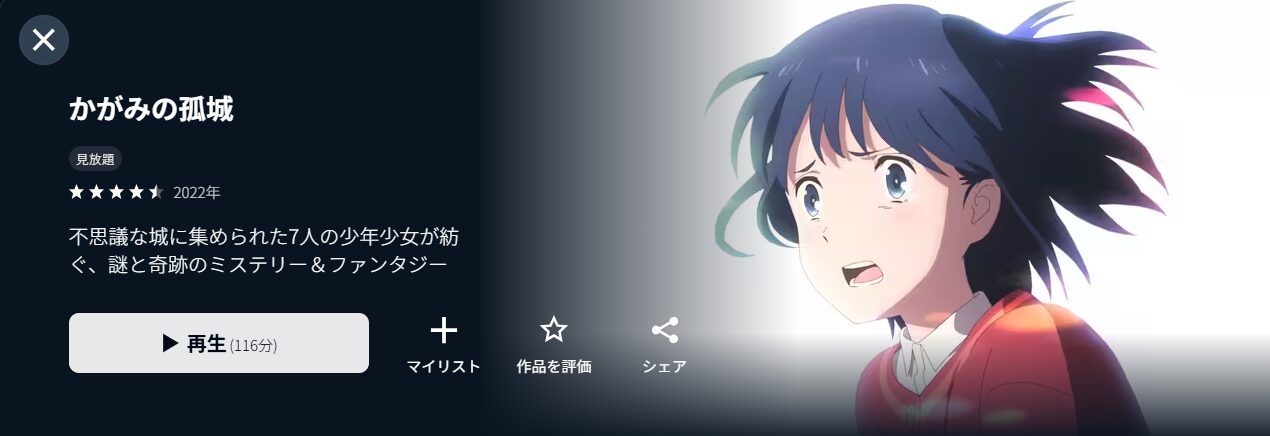 U-NEXTのかがみの孤城配信画像