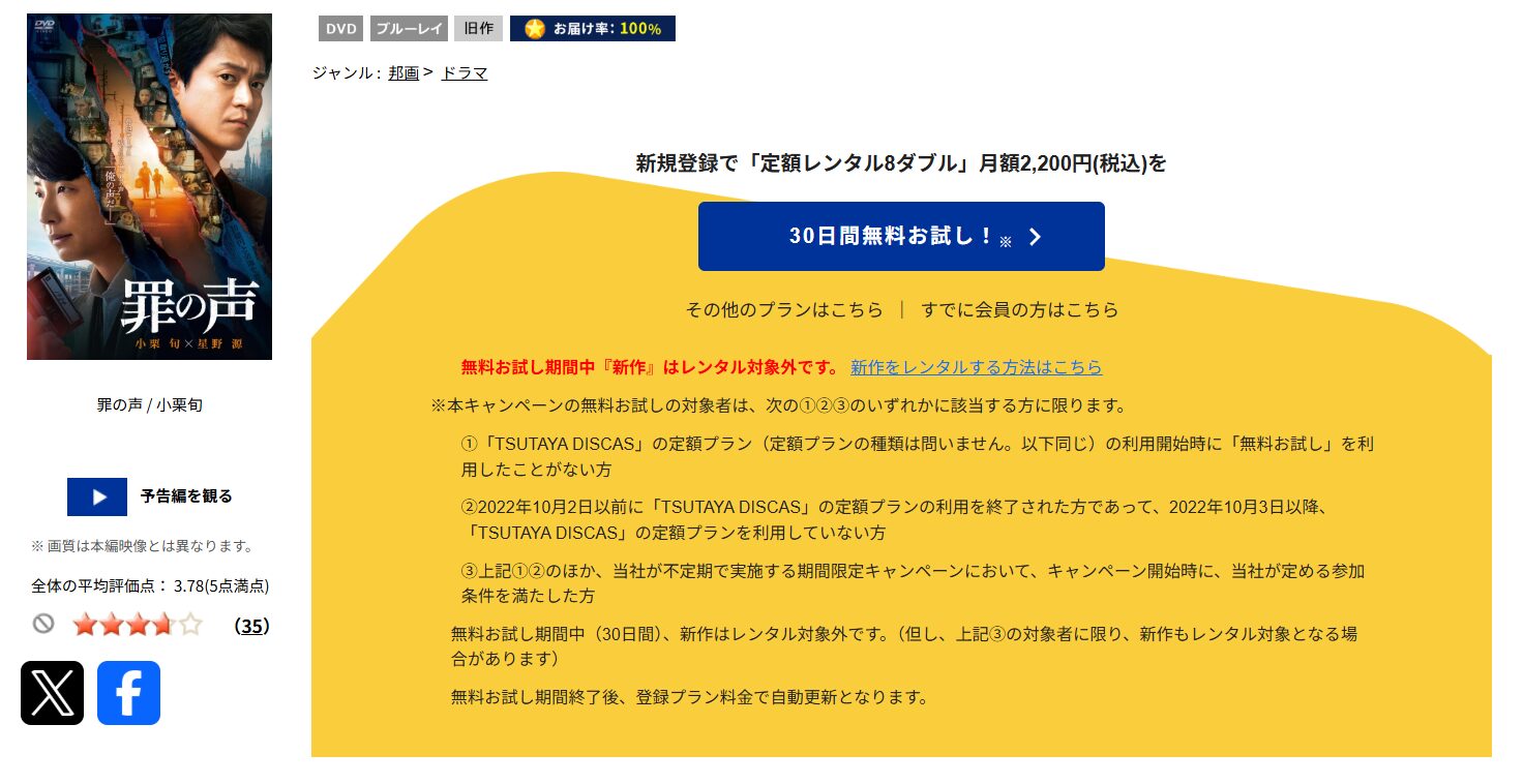 TSUTAYA DISCASの罪の声