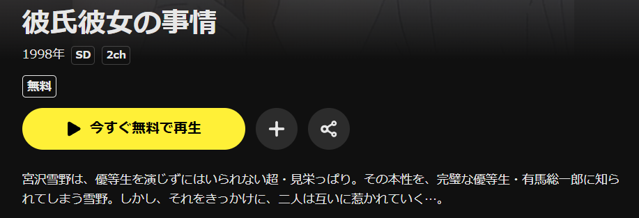 DMM TVの彼氏彼女の事情配信画像
