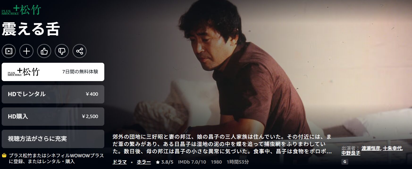 Amazonプライムの震える舌配信画像
