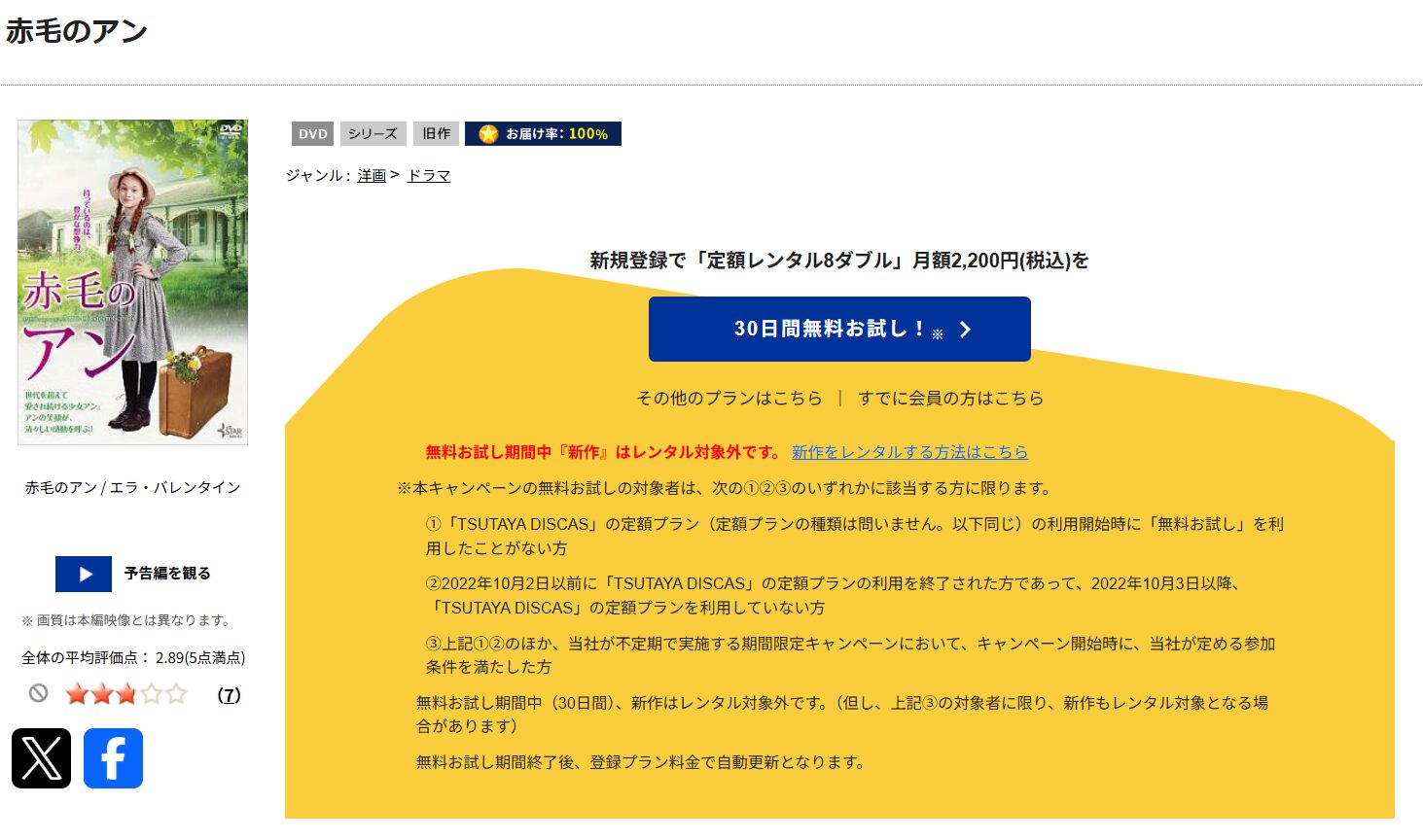 TSUTAYA DISCASの赤毛のアン