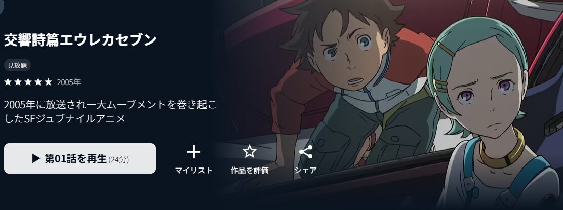 U-NEXTの交響詩篇エウレカセブン配信画像