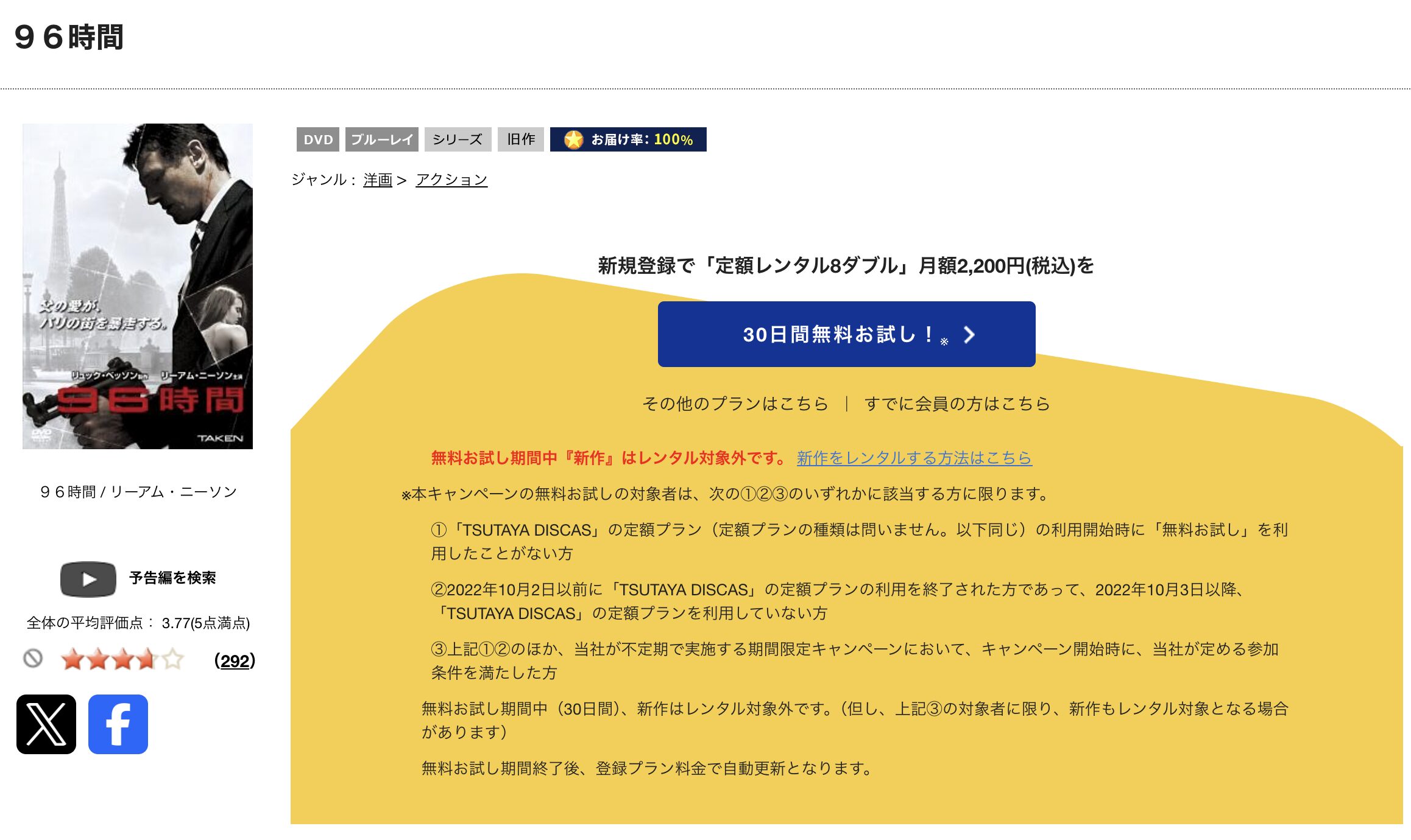 TSUTAYA DISCASの96時間
