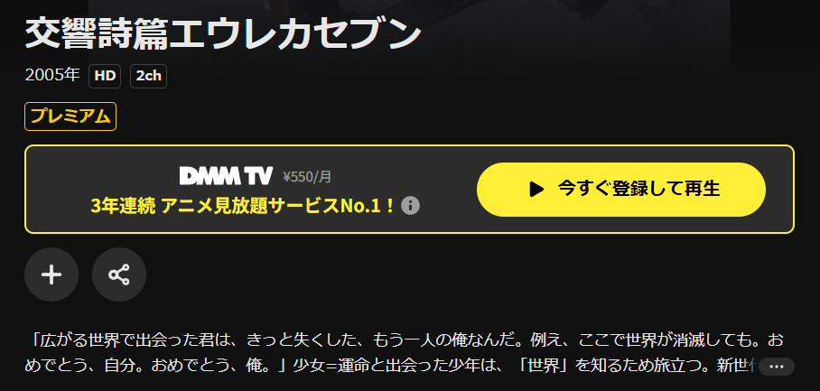 DMM TVの交響詩篇エウレカセブン配信画像