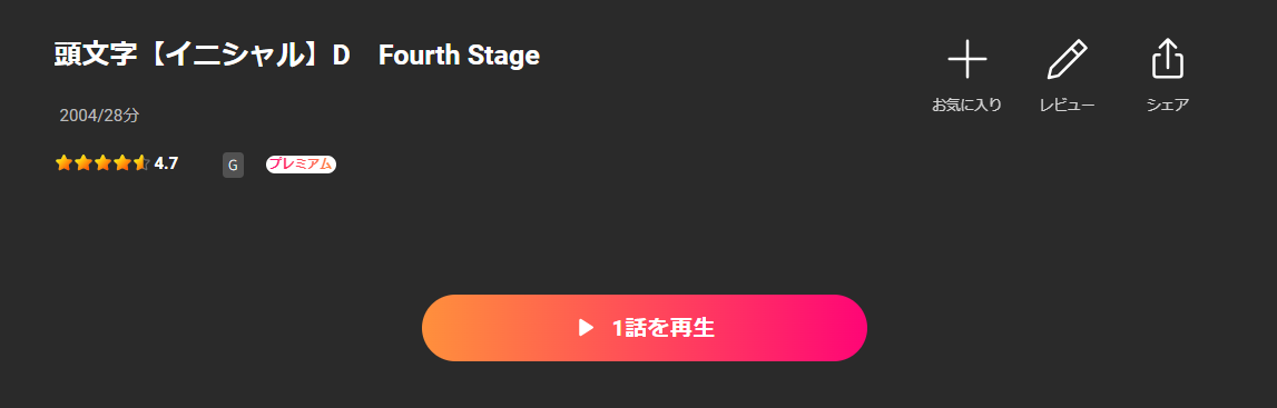 Leminoの頭文字D Fourth Stage（4期）配信画像