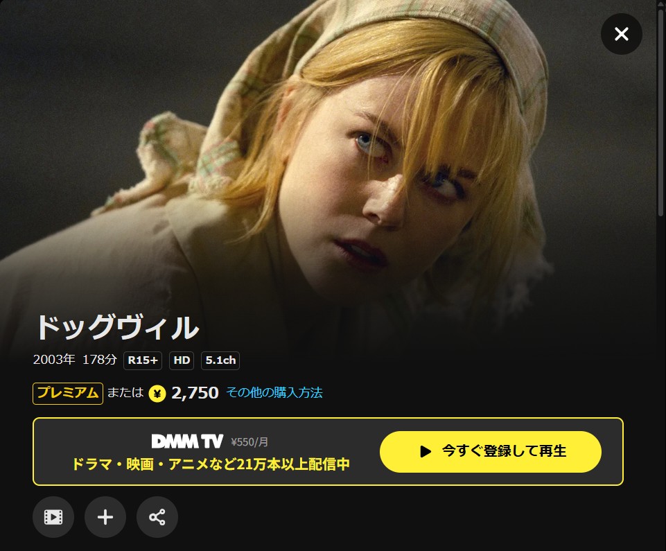 DMM TVのドッグヴィル配信画像