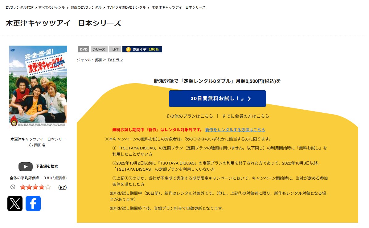 TSUTAYA DISCASの木更津キャッツアイ 日本シリーズ