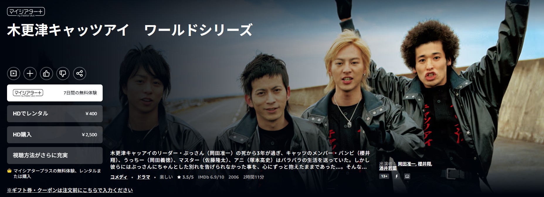 Amazonプライムの木更津キャッツアイ ワールドシリーズ配信画像