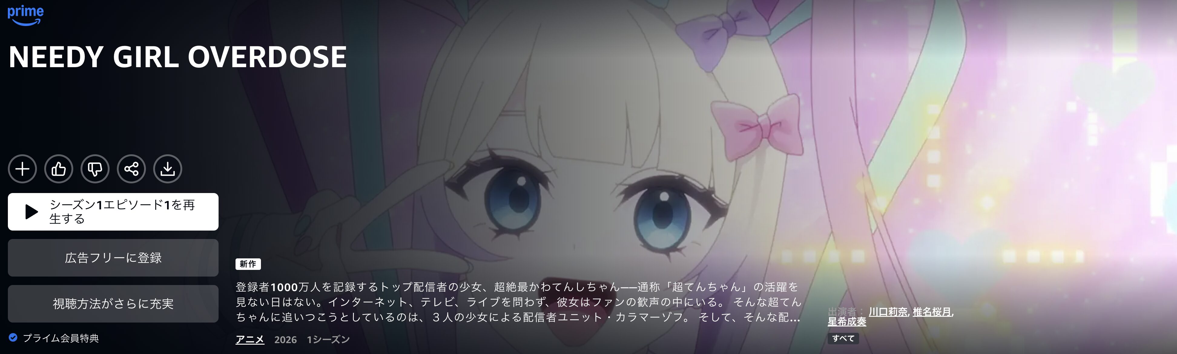 AmazonプライムのNEEDY GIRL OVERDOSE配信画像