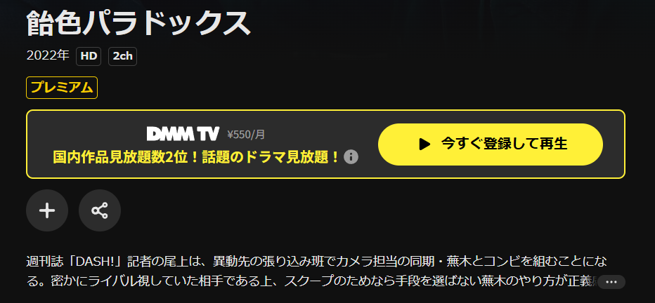 DMM TVの飴色パラドックス（実写）配信画像