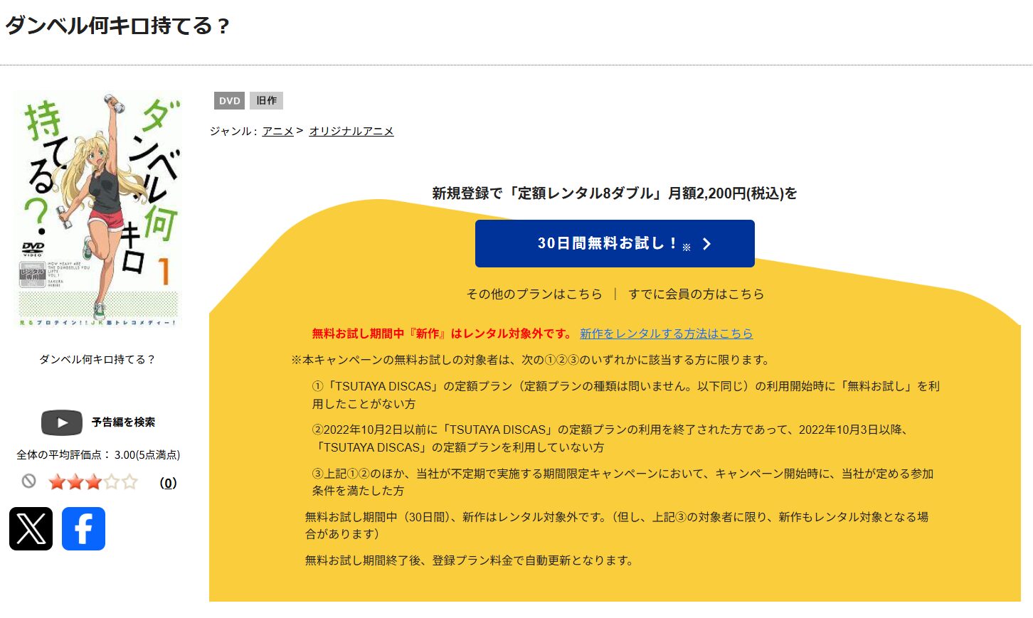 TSUTAYA DISCASのダンベル何キロ持てる?