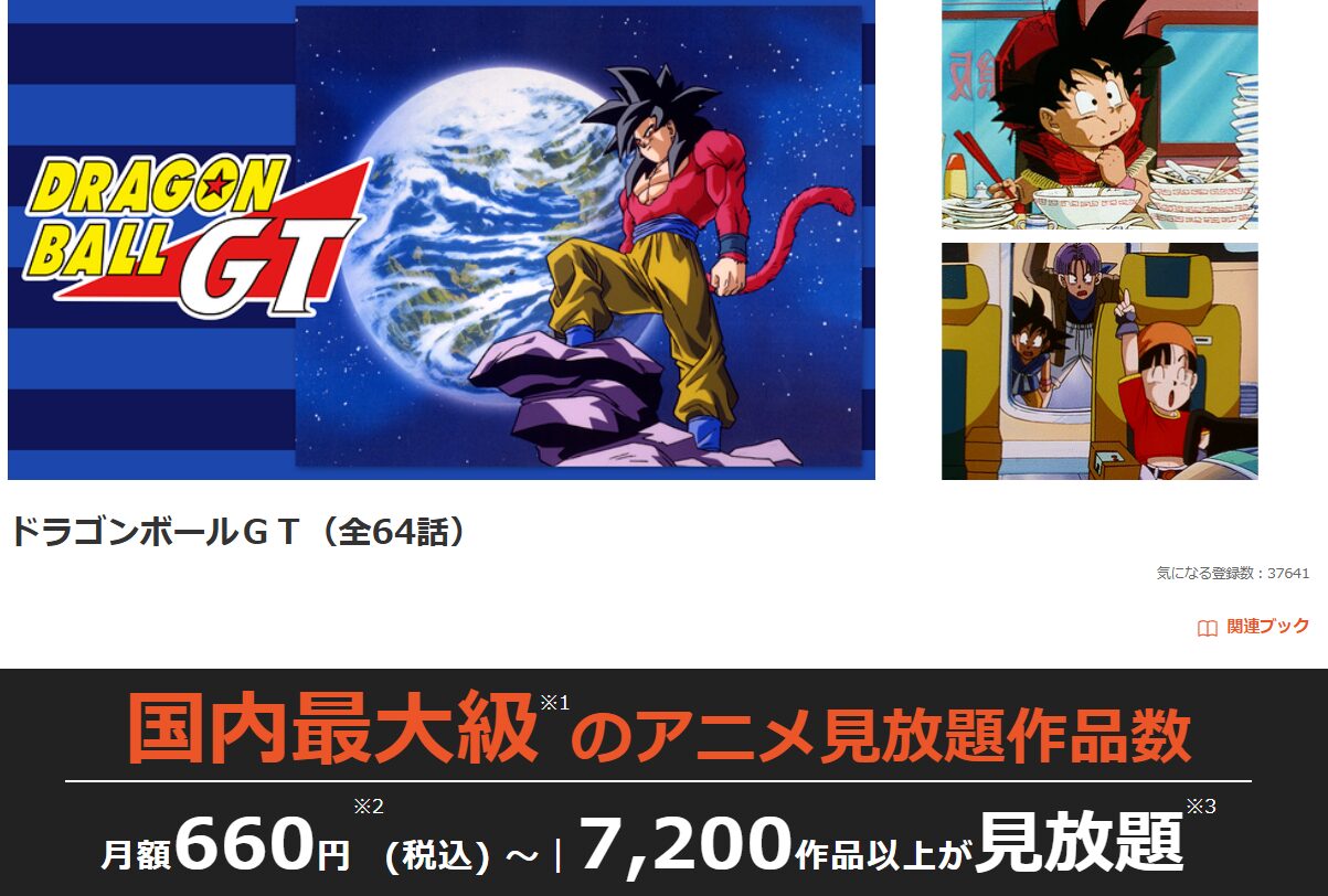 dアニメストアのドラゴンボールGT配信画像