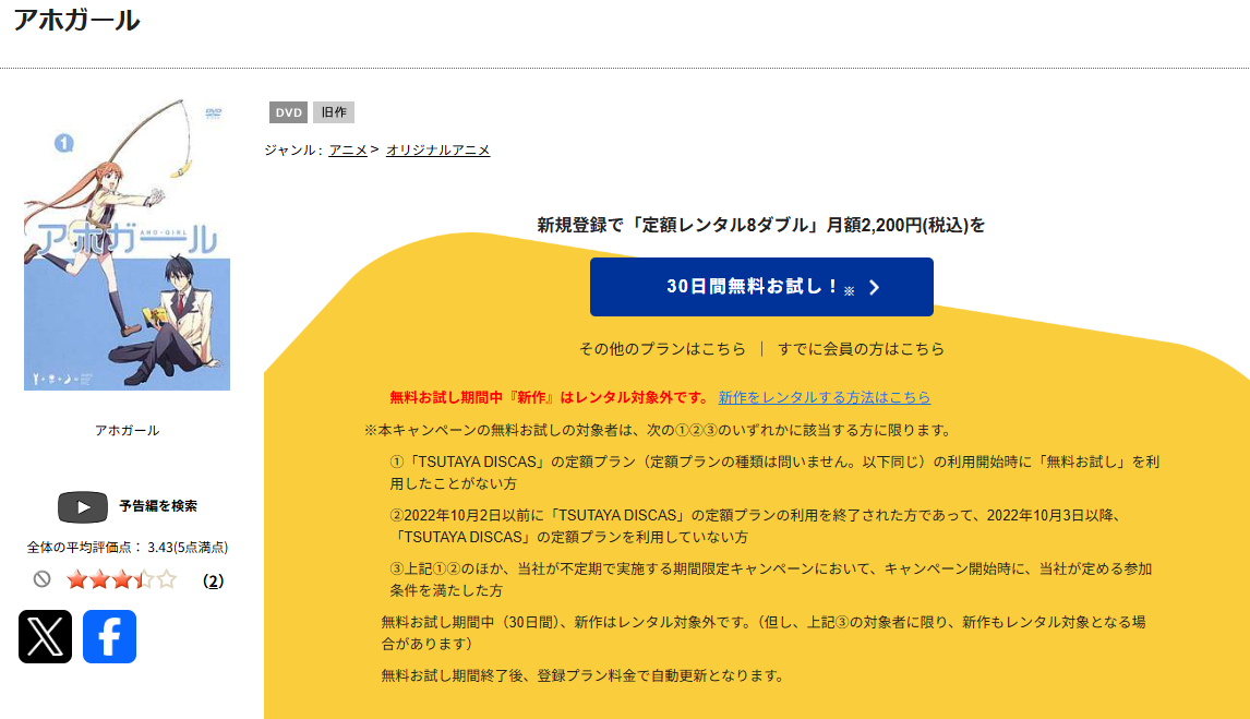 TSUTAYA DISCASのアホガール