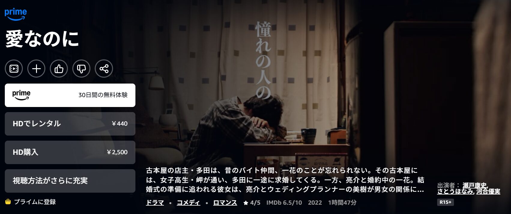 Amazonプライムの愛なのに配信画像