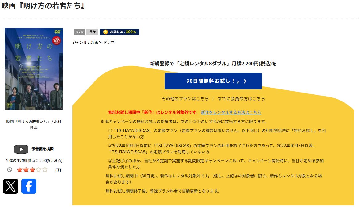 TSUTAYA DISCASの明け方の若者たち