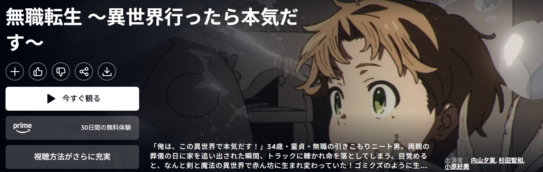Amazonプライムの無職転生（1期）配信画像