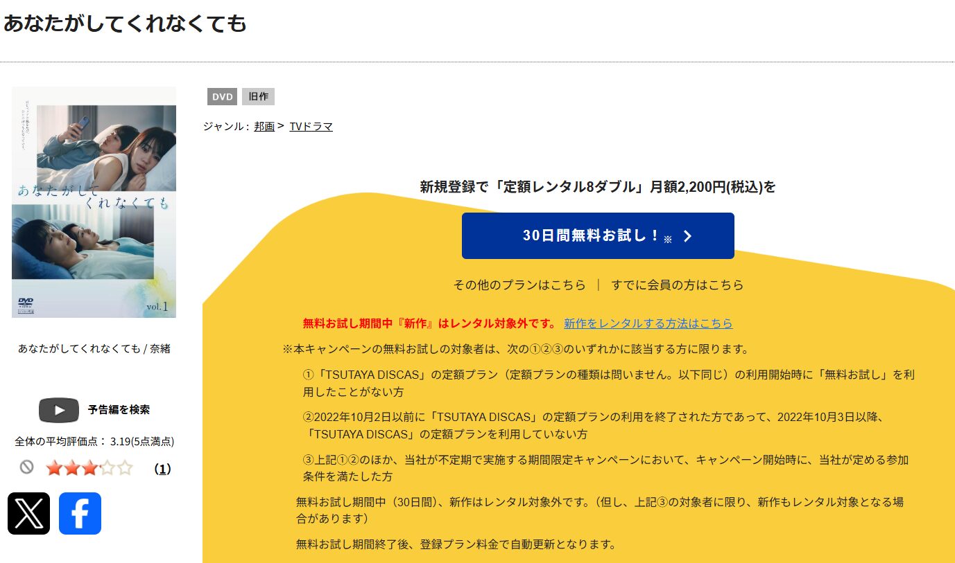 TSUTAYA DISCASのあなたがしてくれなくても