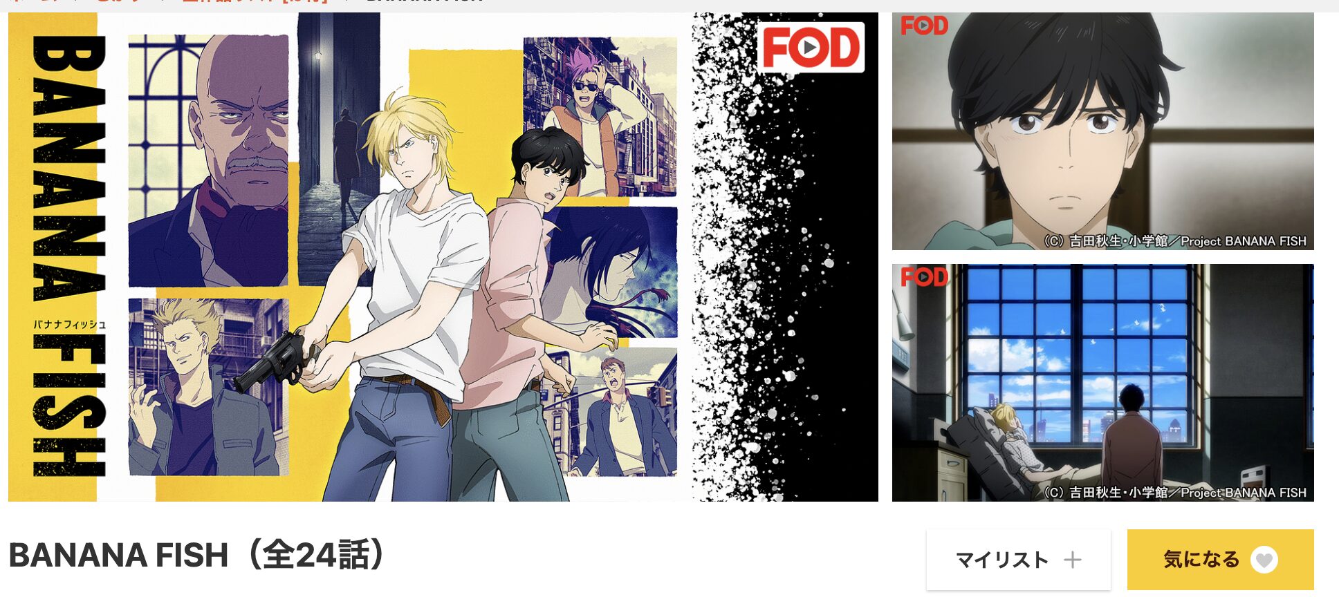 dアニメストアのBANANA FISH（バナナフィッシュ）配信画像