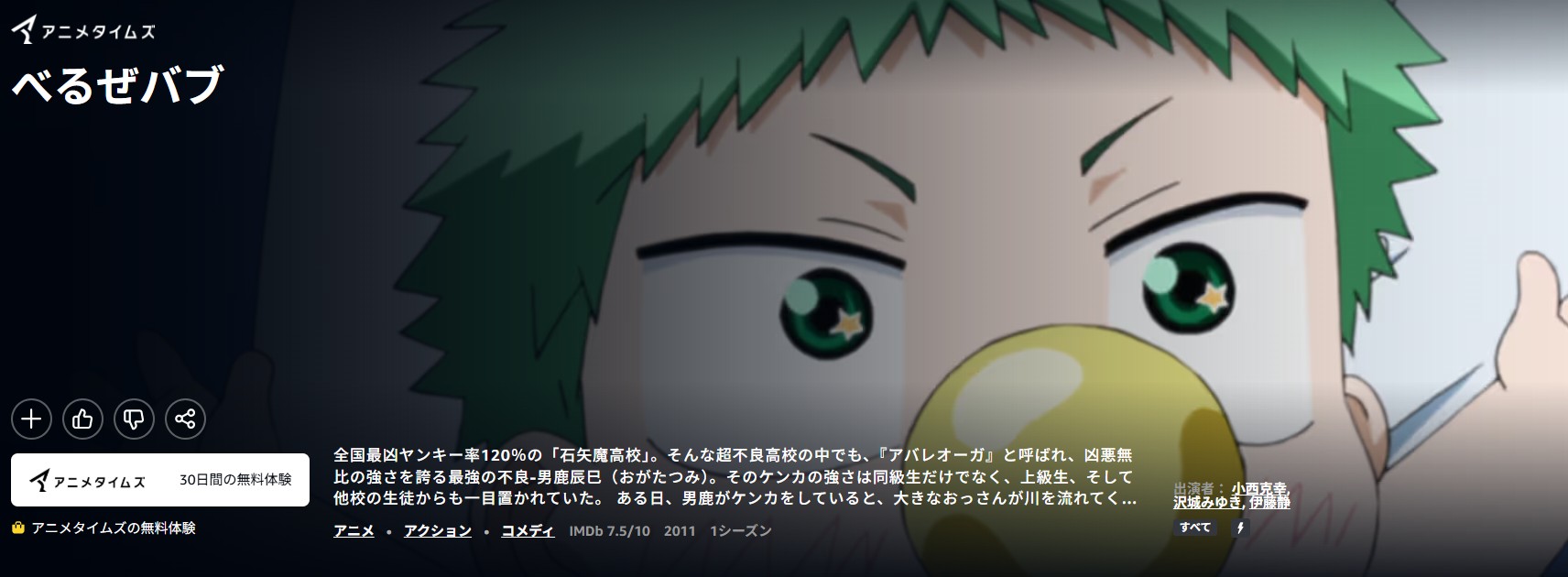 Amazonプライムのべるぜバブ配信画像