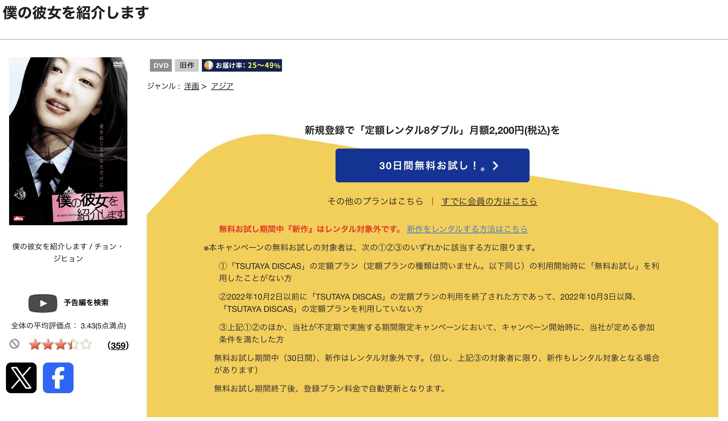 TSUTAYA DISCASの僕の彼女を紹介します