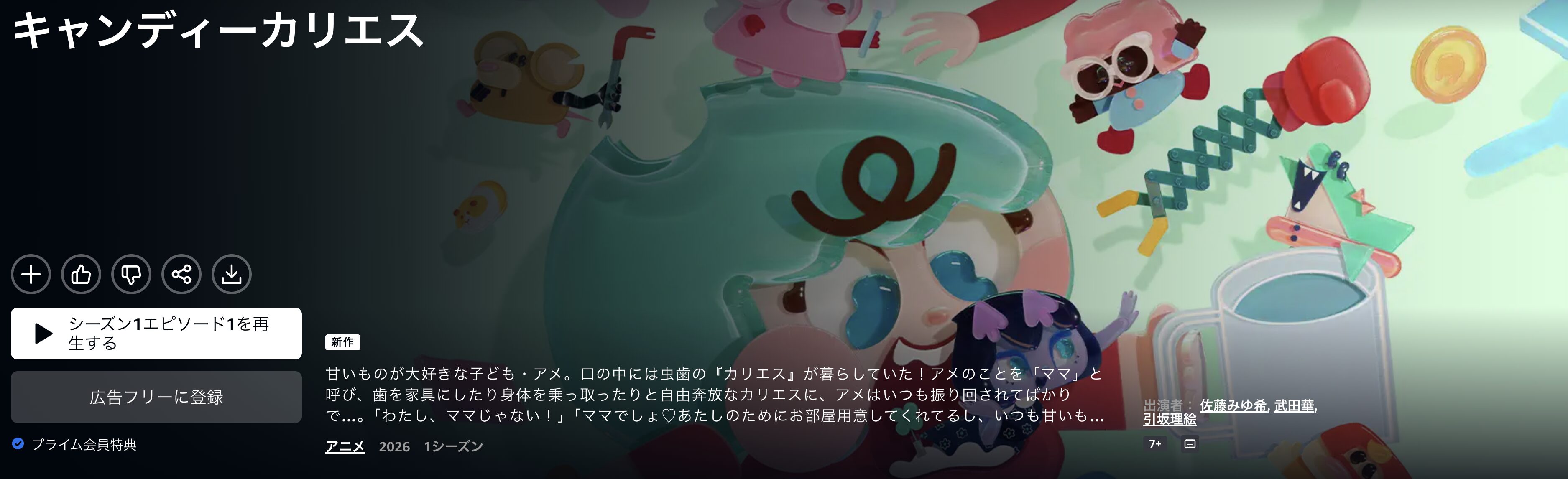 Amazonプライムのキャンディーカリエス配信画像