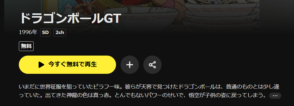 DMM TVのドラゴンボールGT配信画像