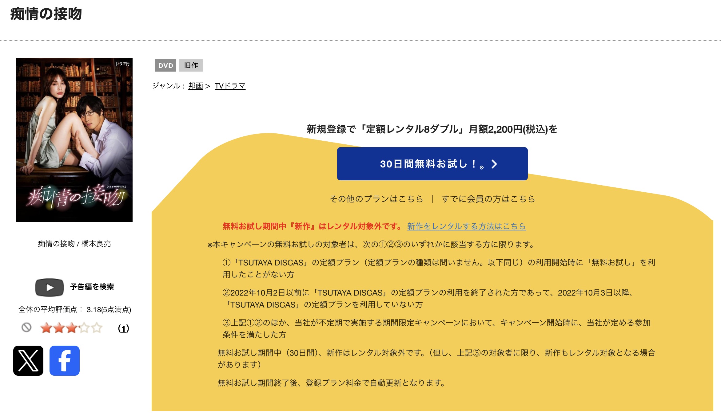 TSUTAYA DISCASの痴情の接吻