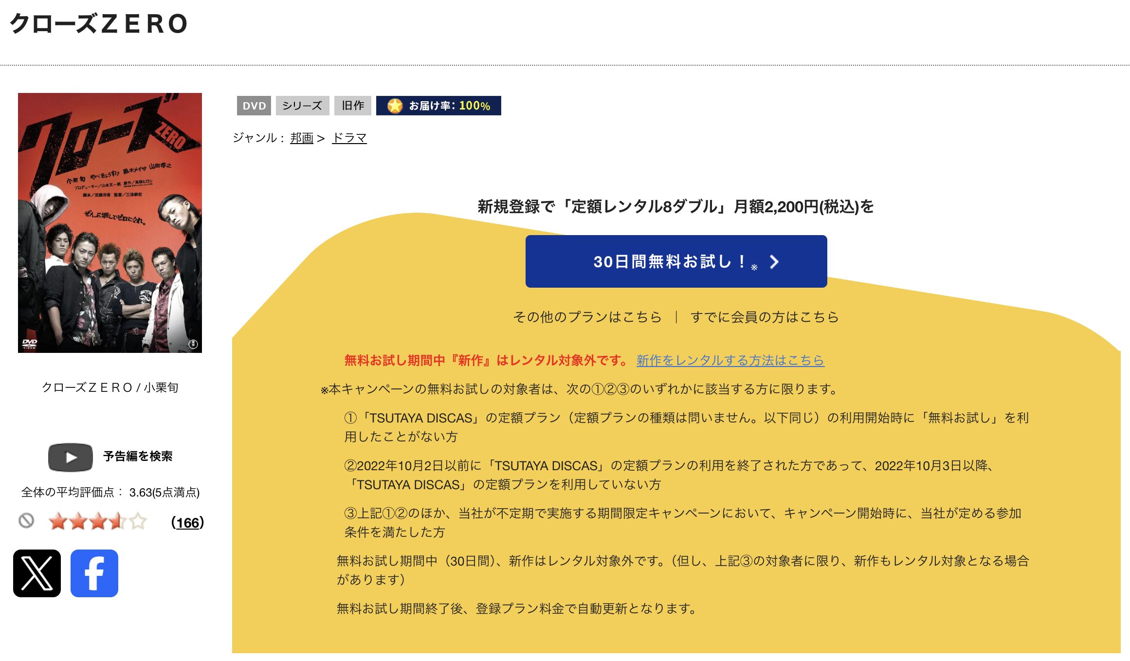 TSUTAYA DISCASのクローズZERO