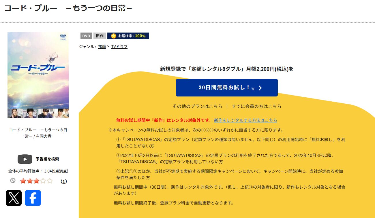 TSUTAYA DISCASのコードブルー もう一つの日常