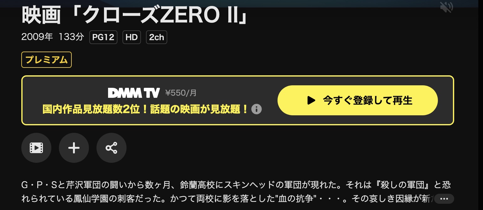 DMM TVのクローズZERO II配信画像