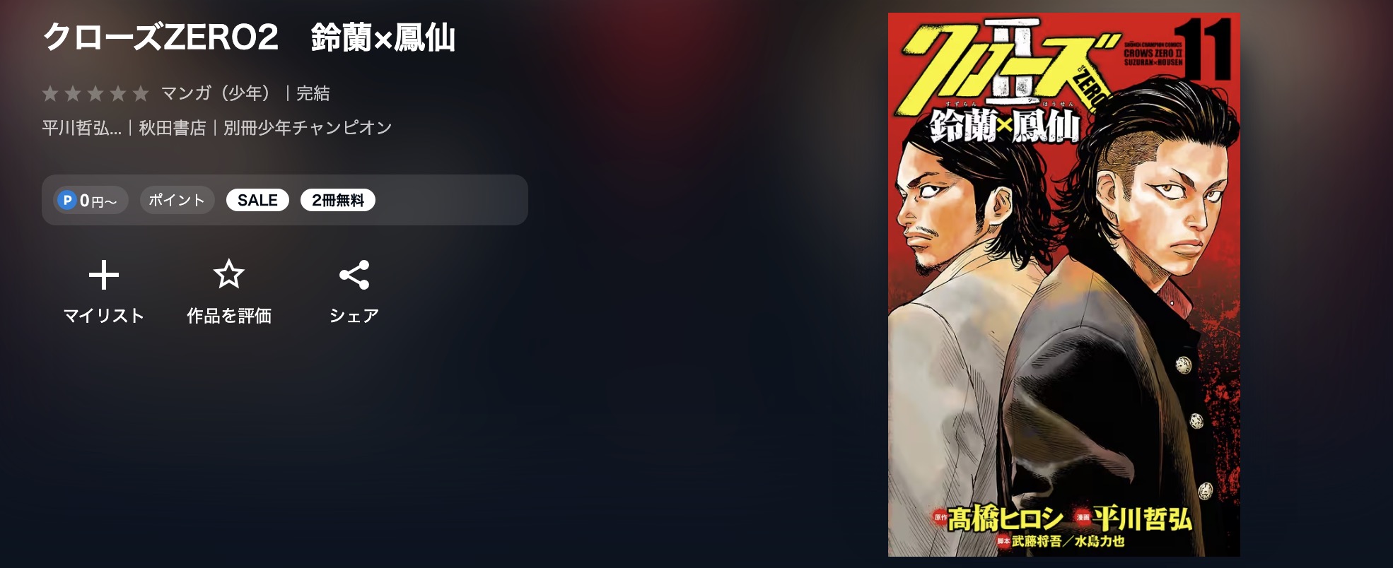 U-NEXTのクローズZERO II漫画画像